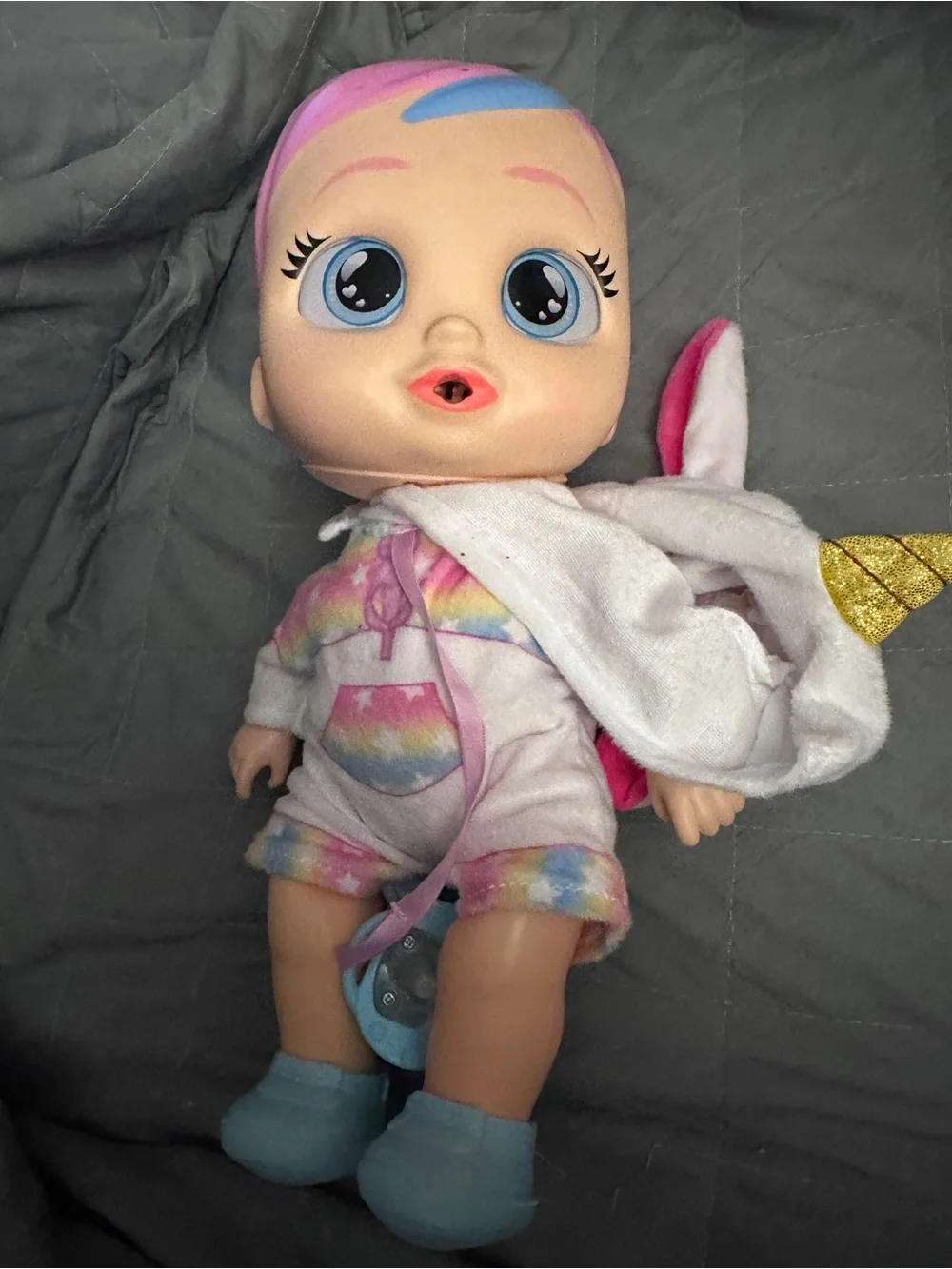 Crybaby Unicorn Baby Doll with Light-Up Pacifier